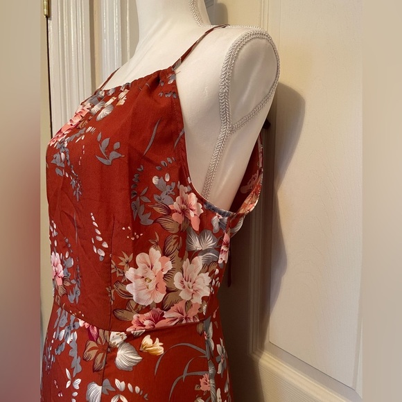 SHEIN Floral Thin Strap Orange Maxi Dress Women’s Small - Picture 10 of 14